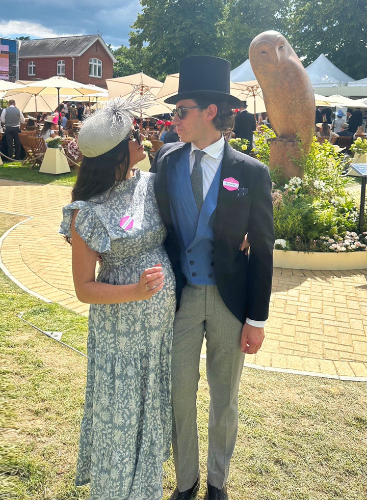 Lily - Grey and White Hand Block Printed Reversible Dress Dress Hannah Sophia England 