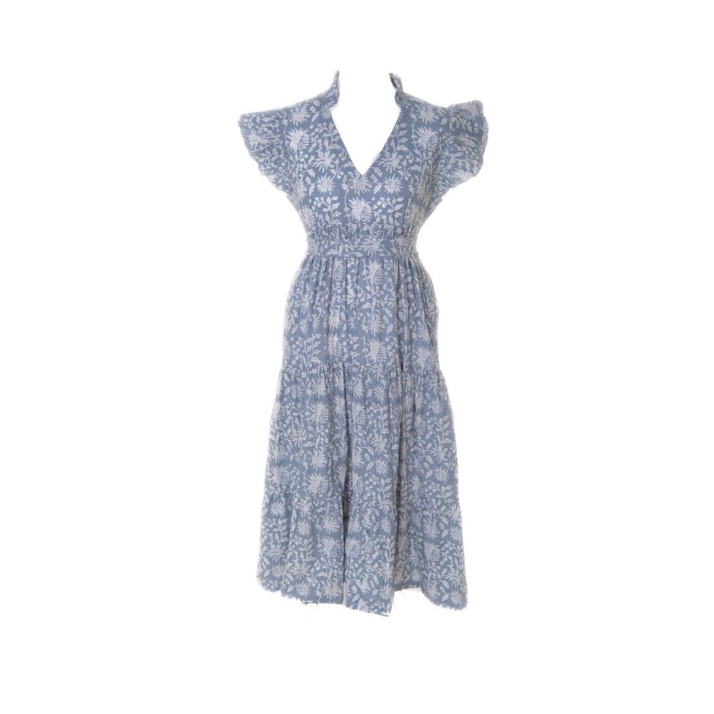Lily - Grey and White Hand Block Printed Reversible Dress Dress Hannah Sophia England 
