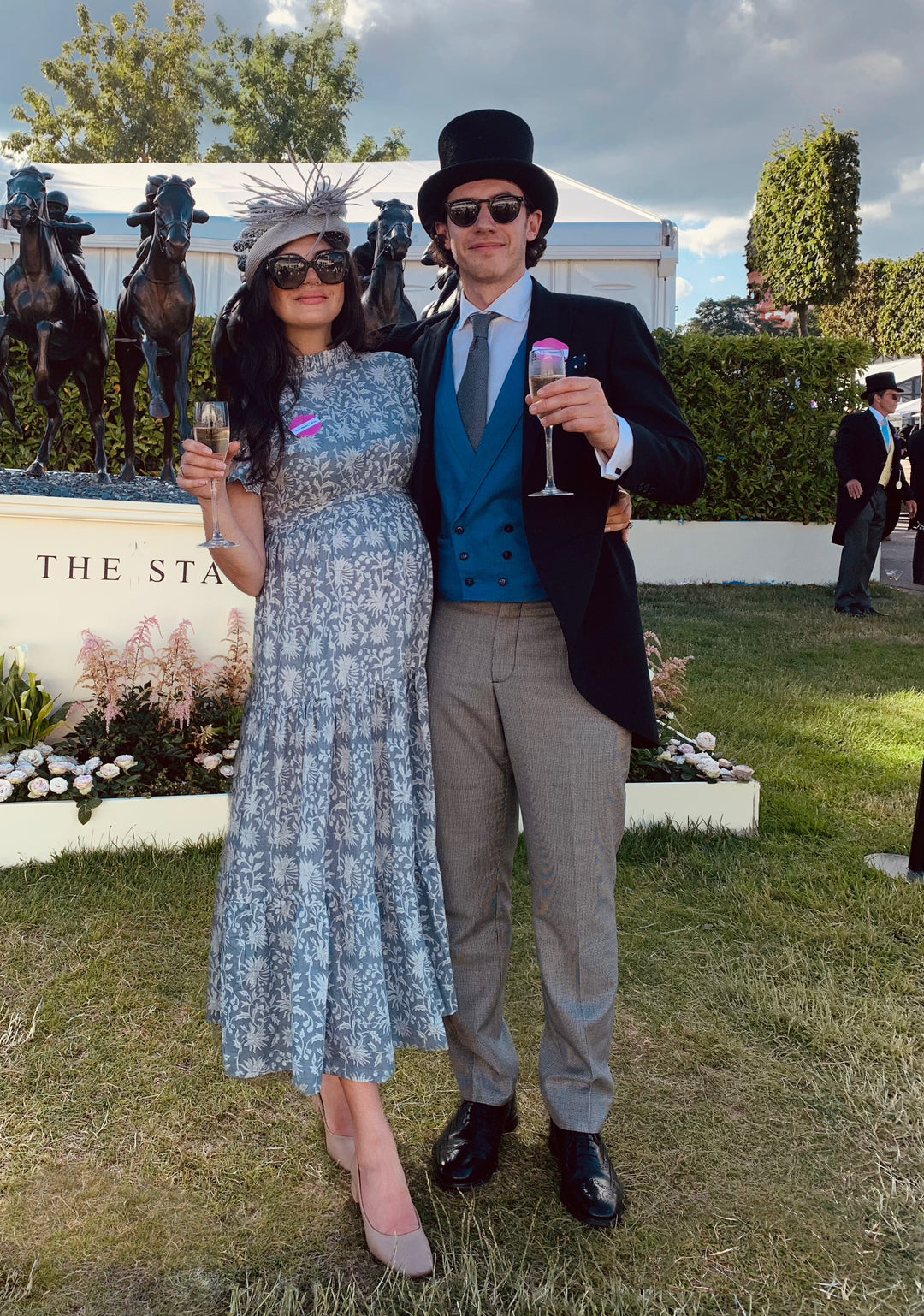 Lily - Grey and White Hand Block Printed Reversible Dress Dress Hannah Sophia England 