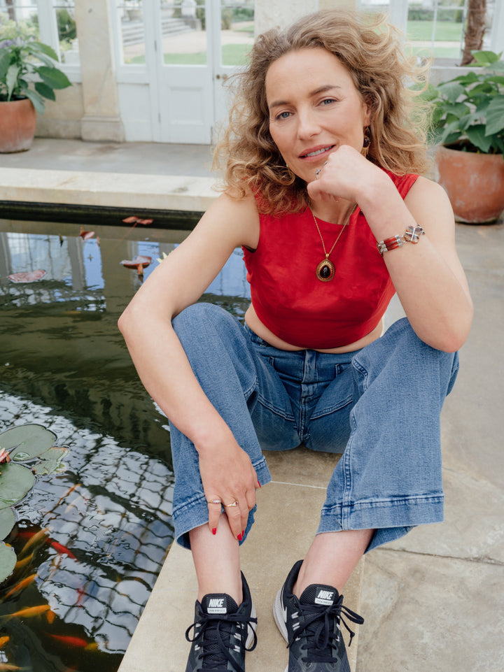 Nautical red and navy reversible backless bow top Top Hannah Sophia England 