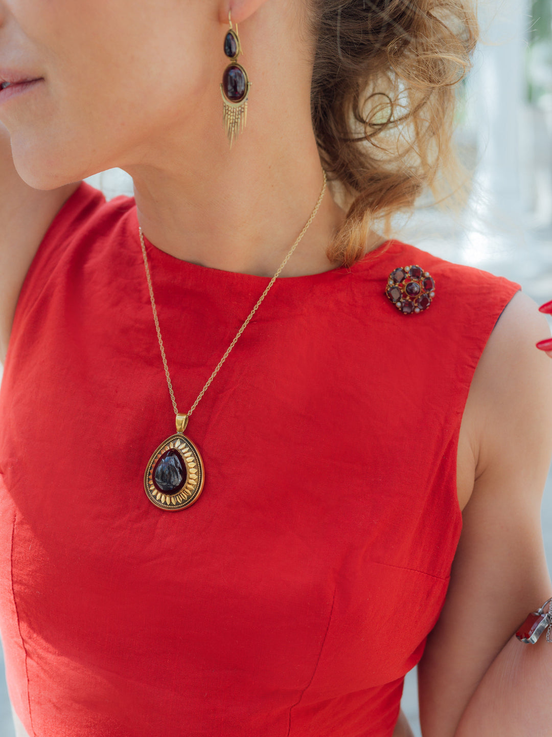 Nautical red and navy reversible backless bow top Top Hannah Sophia England 