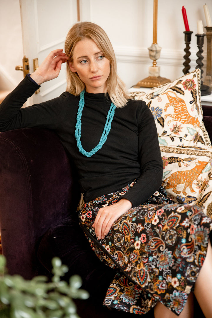 Paisley and black reversible midi skirt Skirt Hannah Sophia England 