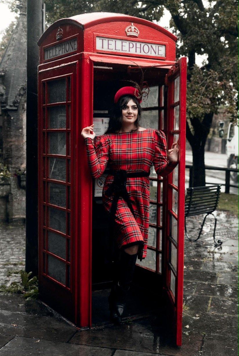 Petite Hannah 4-way luxury reversible tartan / velvet long sleeved dress Hannah Sophia England 