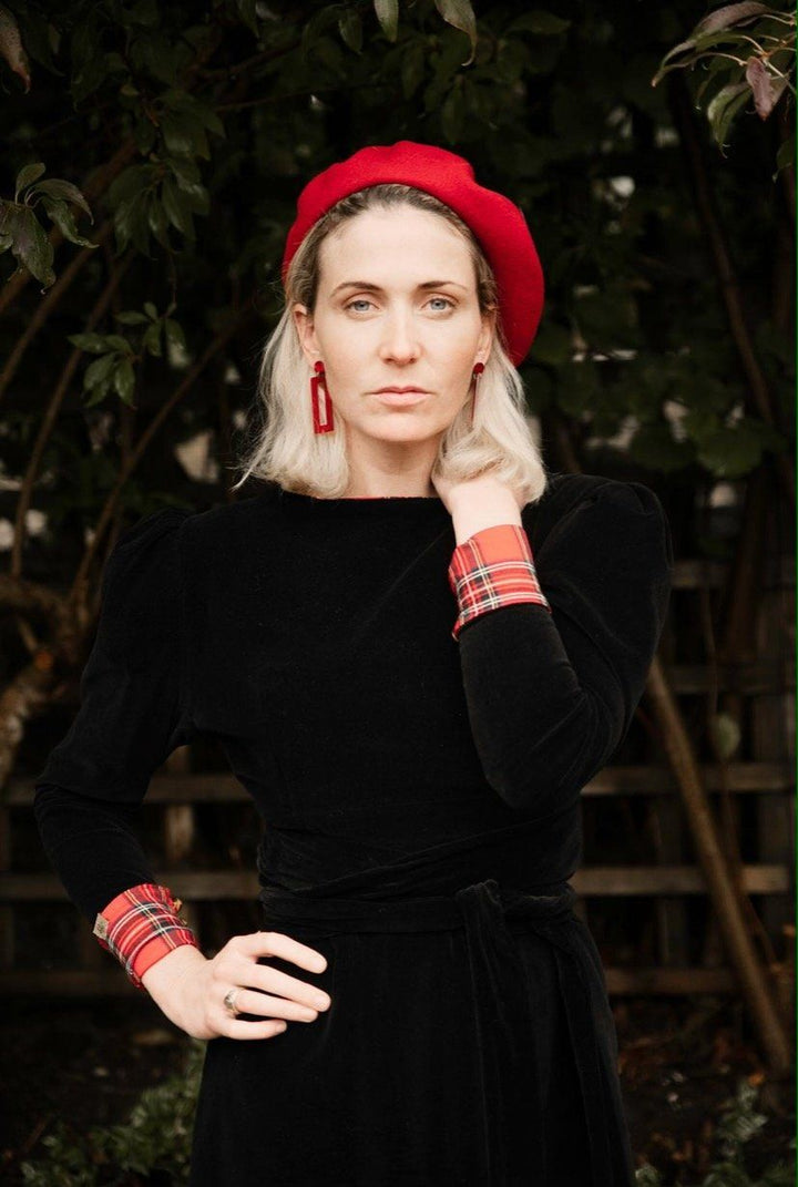 Petite Hannah 4-way luxury reversible tartan / velvet long sleeved dress Hannah Sophia England 