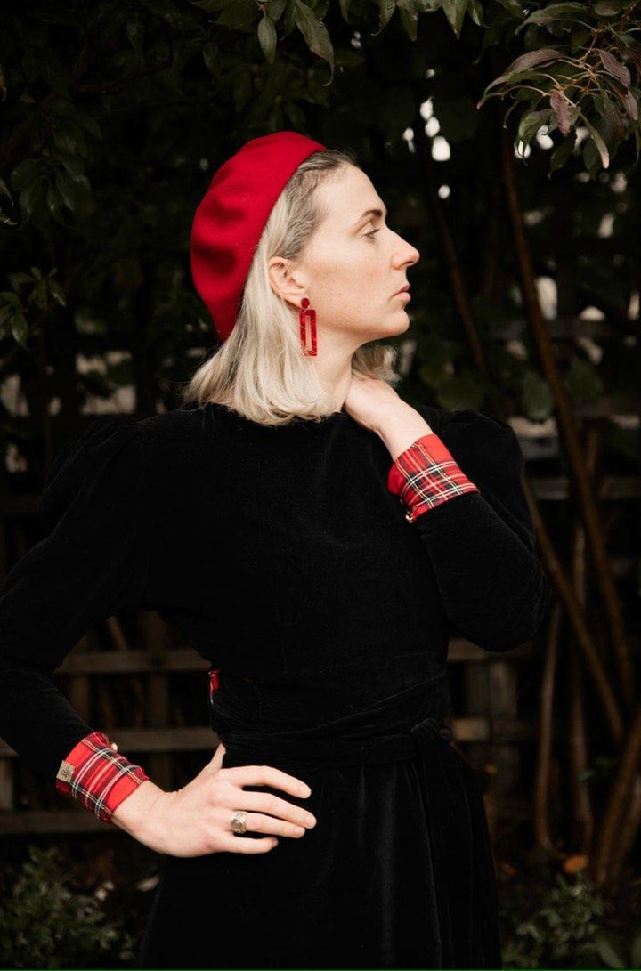 Petite Hannah 4-way luxury reversible tartan / velvet long sleeved dress Hannah Sophia England 