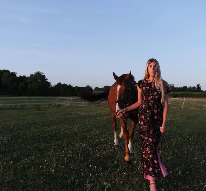 PETTITE Philippa Gown | Blush Pink /Navy floral is a 4-way reversible dress Hannah Sophia 