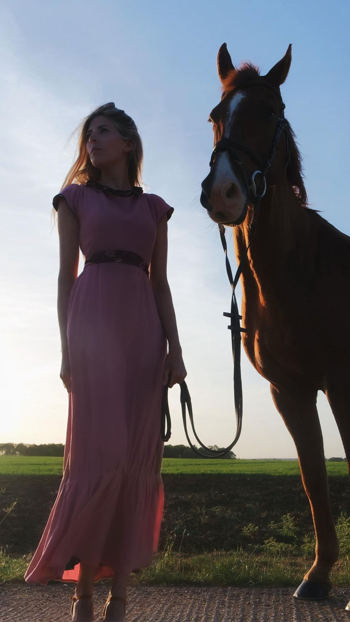 PETTITE Philippa Gown | Blush Pink /Navy floral is a 4-way reversible dress Hannah Sophia 