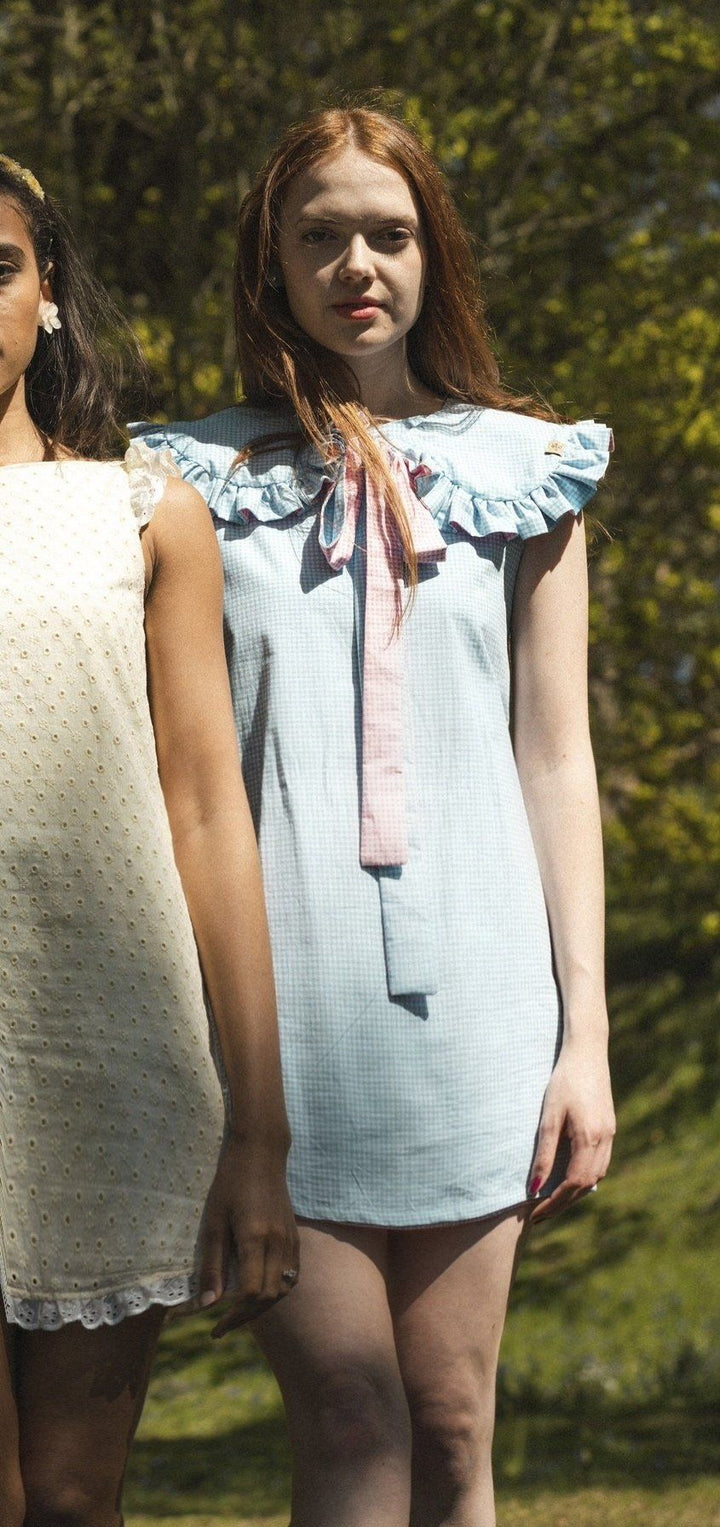 Pink & Blue reversible dress with a detachable collar Dress Hannah Sophia England 