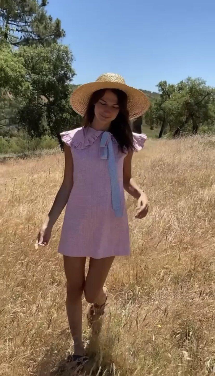 Pink & Blue reversible gingham maxi dress with detachable tier and collar Dress Hannah Sophia England 