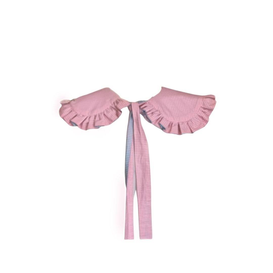 Pink/Blue reversible mini dress with a detachable collar Dress Hannah Sophia England 