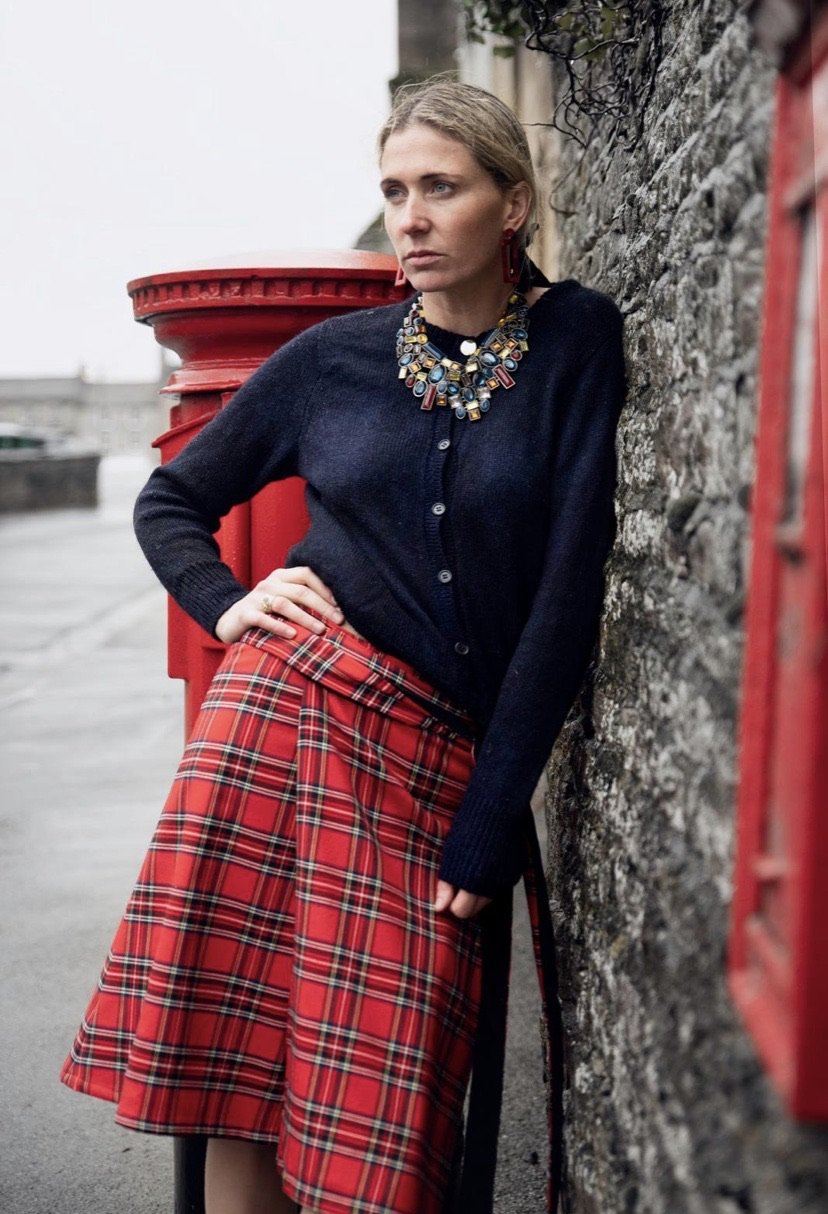 PRE-ORDER Ivy - Tartan / Velvet midi skirt Hannah Sophia England 