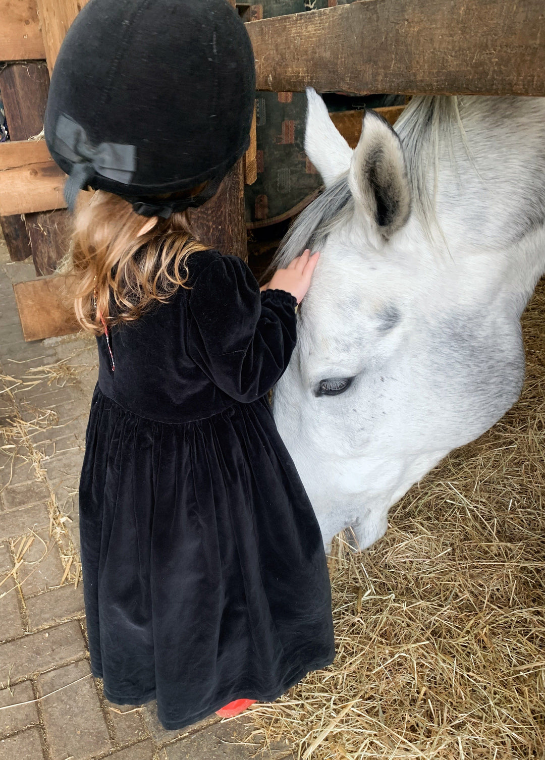 Pre-Order Reversible Arabella long sleeve red and velvet smock dress with detachable collar Hannah Sophia England 
