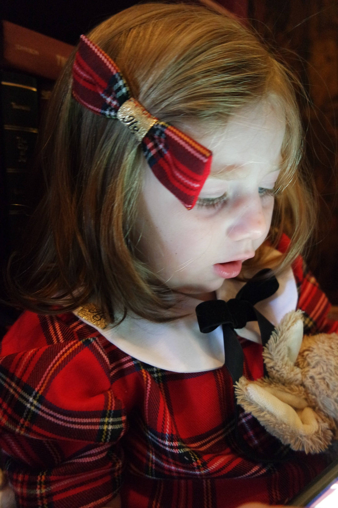 Red tartan bow set Hannah Sophia England 