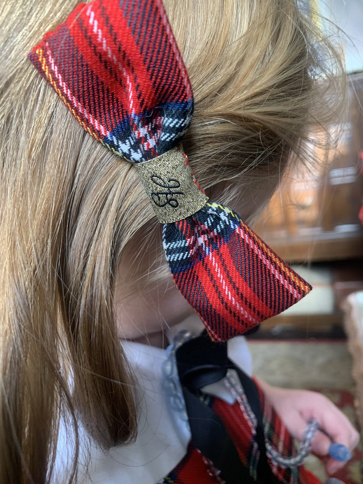 Red tartan bow set Hannah Sophia England 