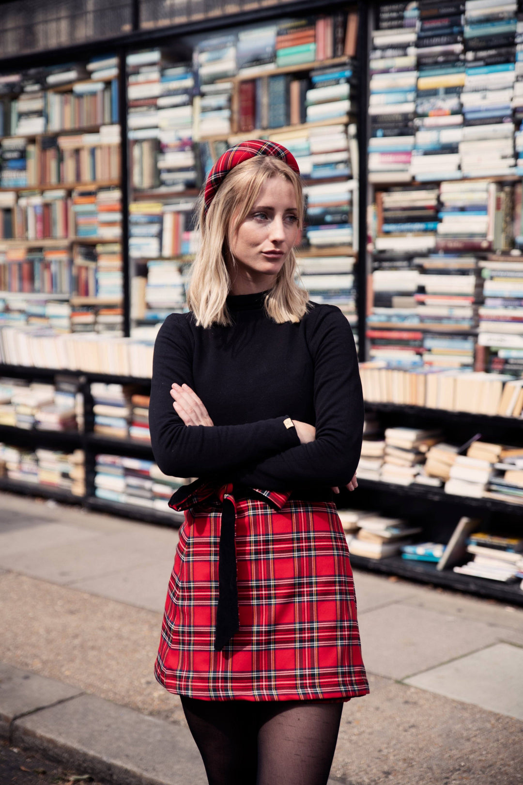 Red Tartan headband Hannah Sophia England 