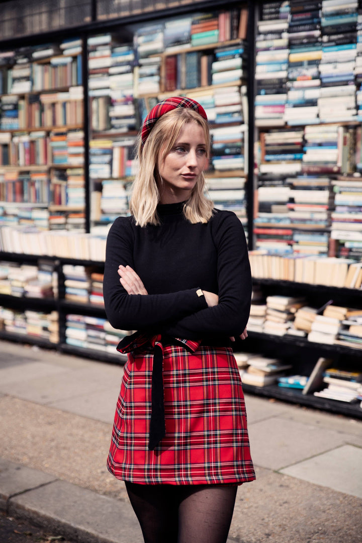 Red Tartan headband Hannah Sophia England 