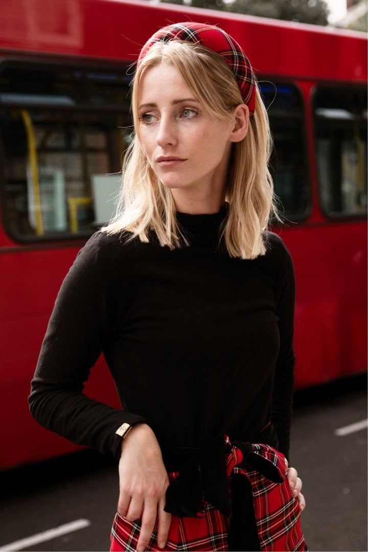Red Tartan headband Hannah Sophia England 