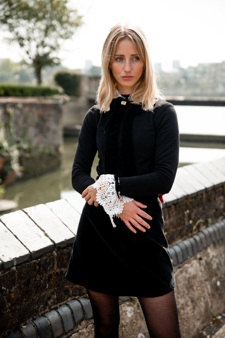 Reversible black velvet / red tartan skirt Hannah Sophia England 