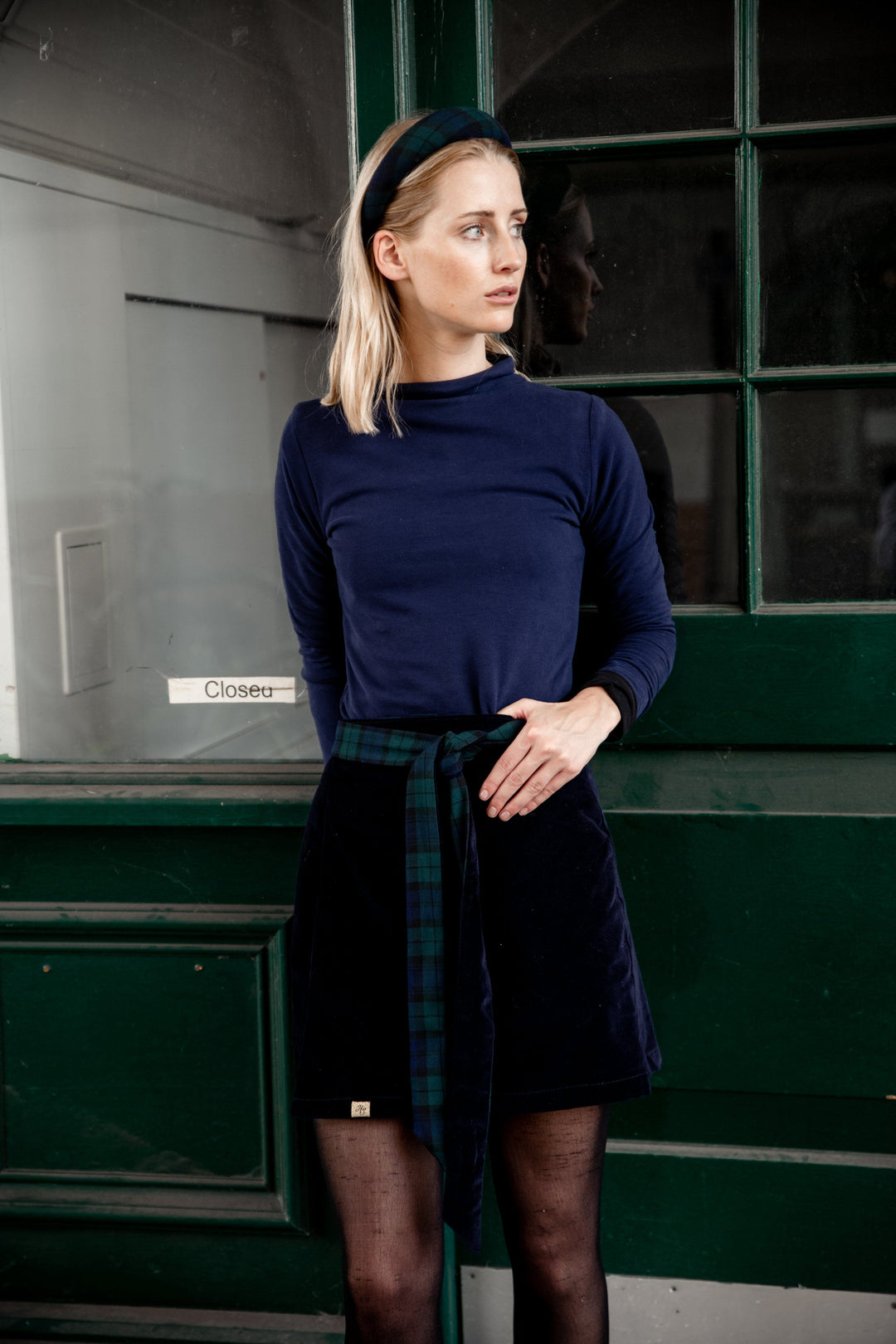 Reversible Navy and Black polo neck jumper Top Hannah Sophia England 