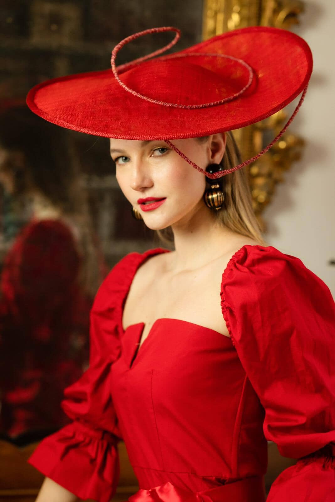 Rouge red detachable dress with detachable sleeves Dress Hannah Sophia England 