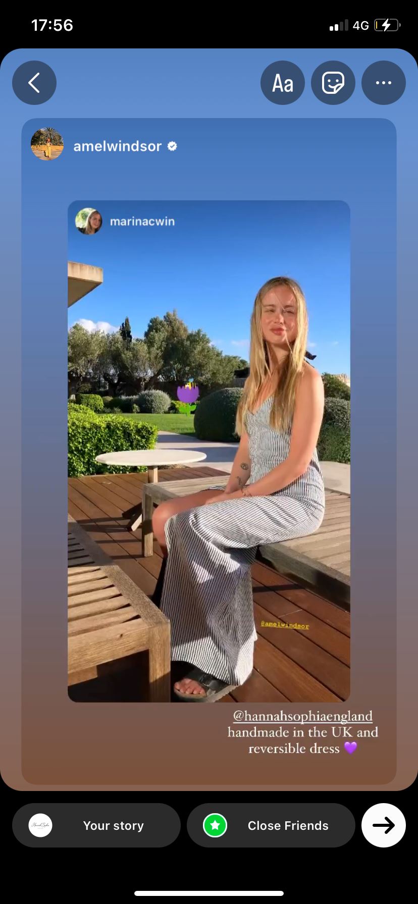 Stripe and black reversible tie up dress Dress Hannah Sophia England 