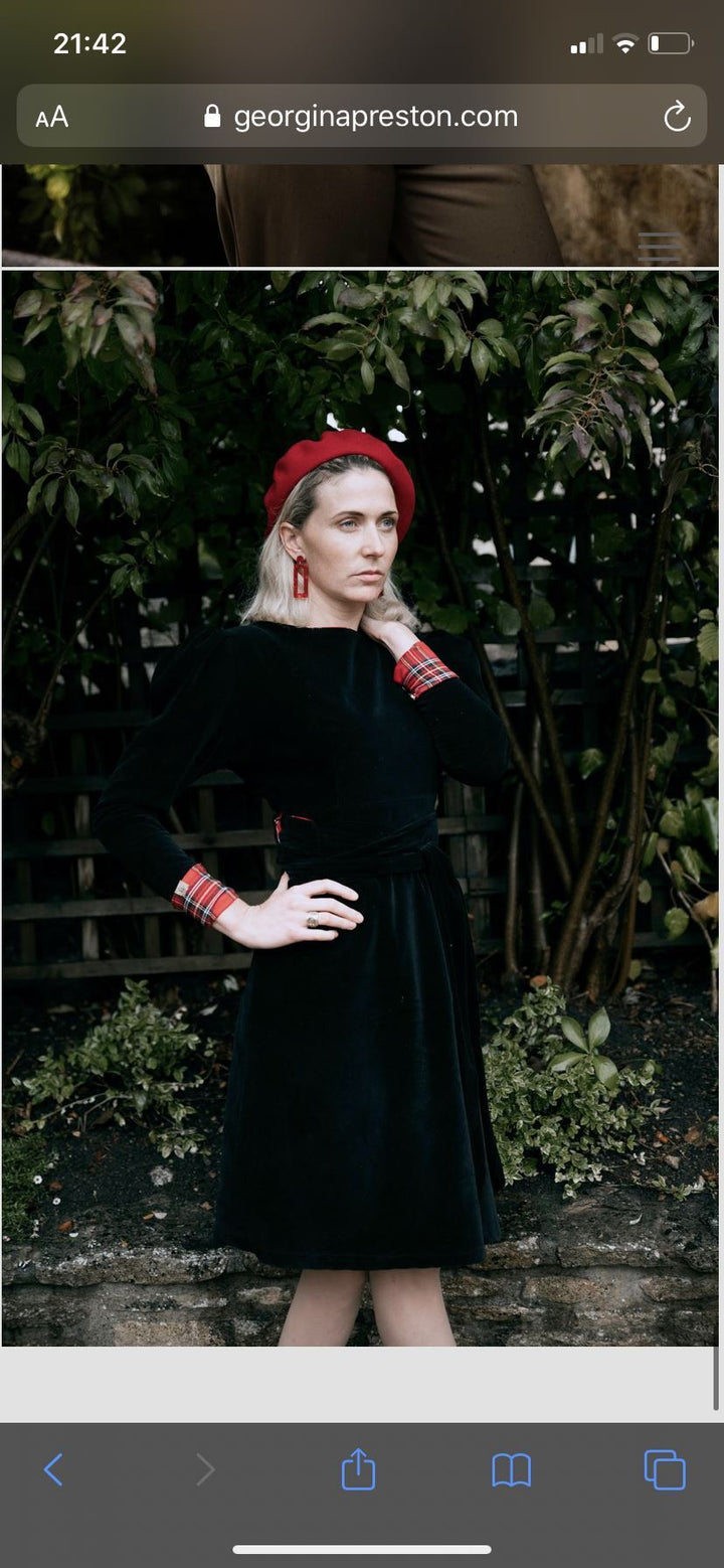 Tall Hannah 4-way luxury reversible tartan / velvet long sleeved dress Hannah Sophia England 