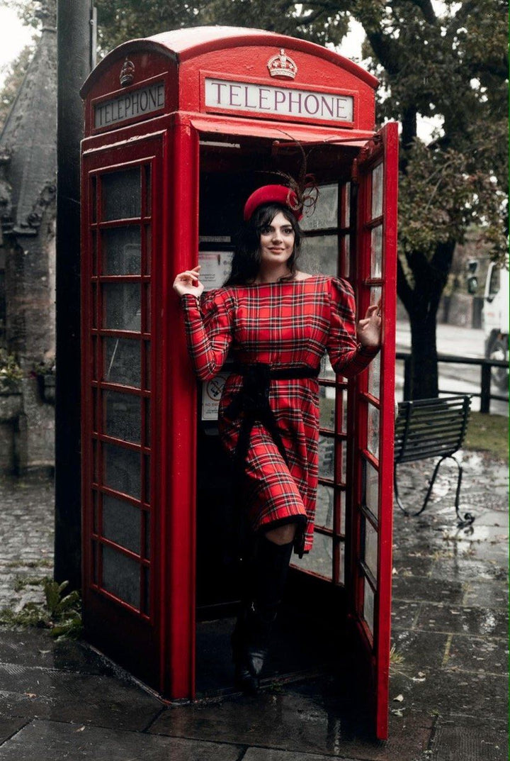 Tall Hannah 4-way luxury reversible tartan / velvet long sleeved dress Hannah Sophia England 