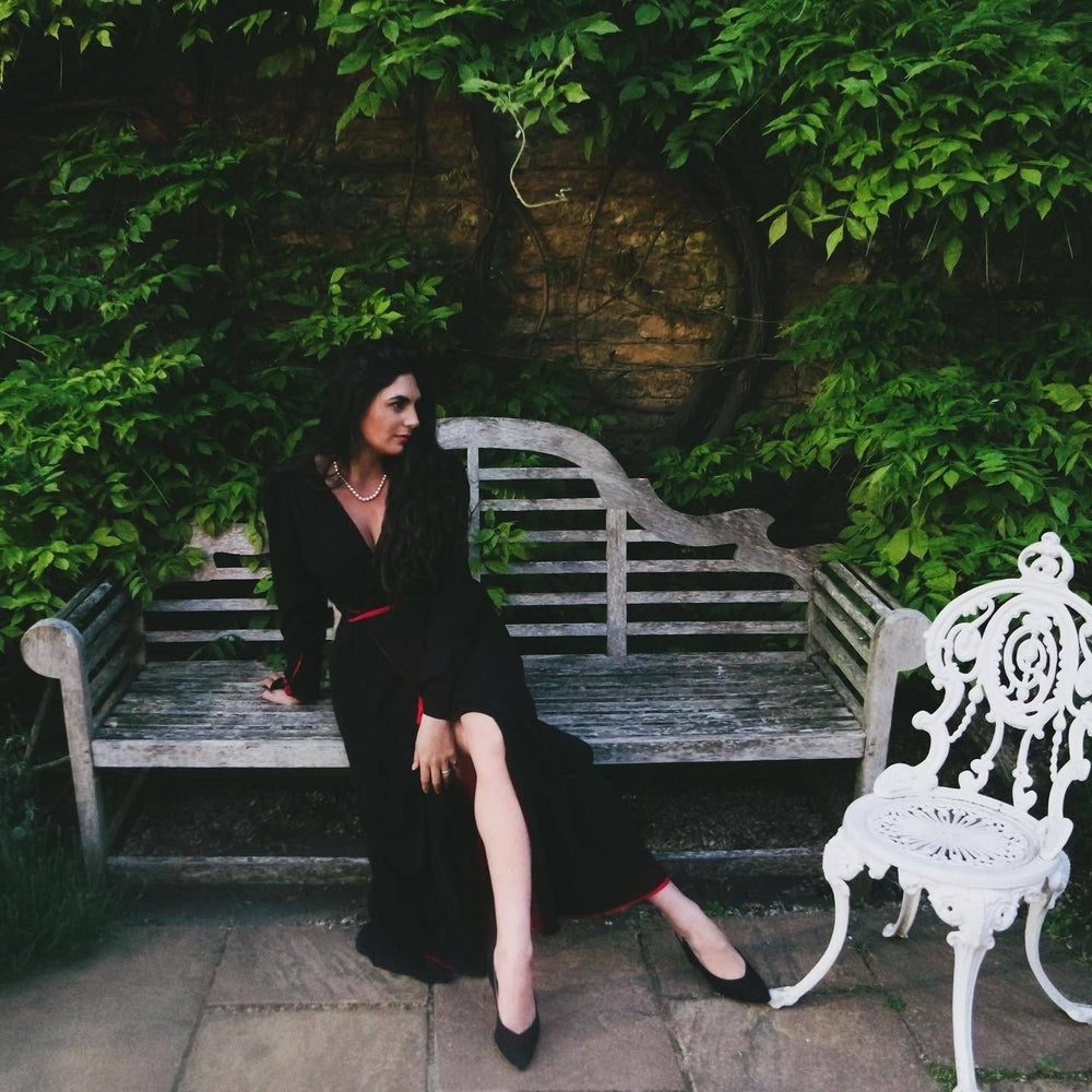 The Clementine Gown - Rouge Red / Black luxury four way reversible dress with side pockets Hannah Sophia 