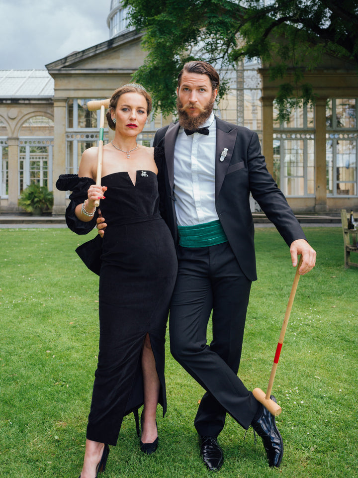 Velvet Detachable Bow Dress Dress Hannah Sophia England 