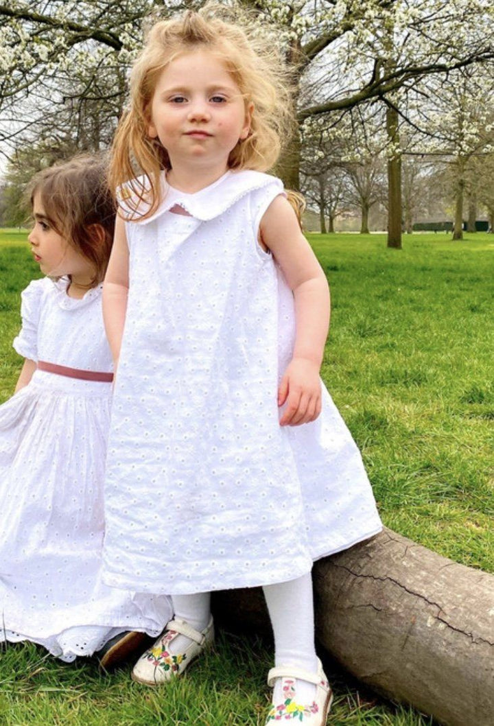 White broderie anglaise reversible children's dress child dress Hannah Sophia England 