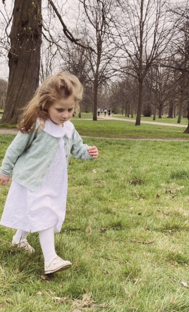 White broderie anglaise reversible children's dress child dress Hannah Sophia England 