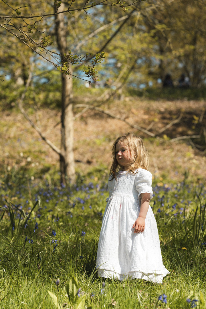 White broderie anglaise reversible childrens dress child dress Hannah Sophia England 
