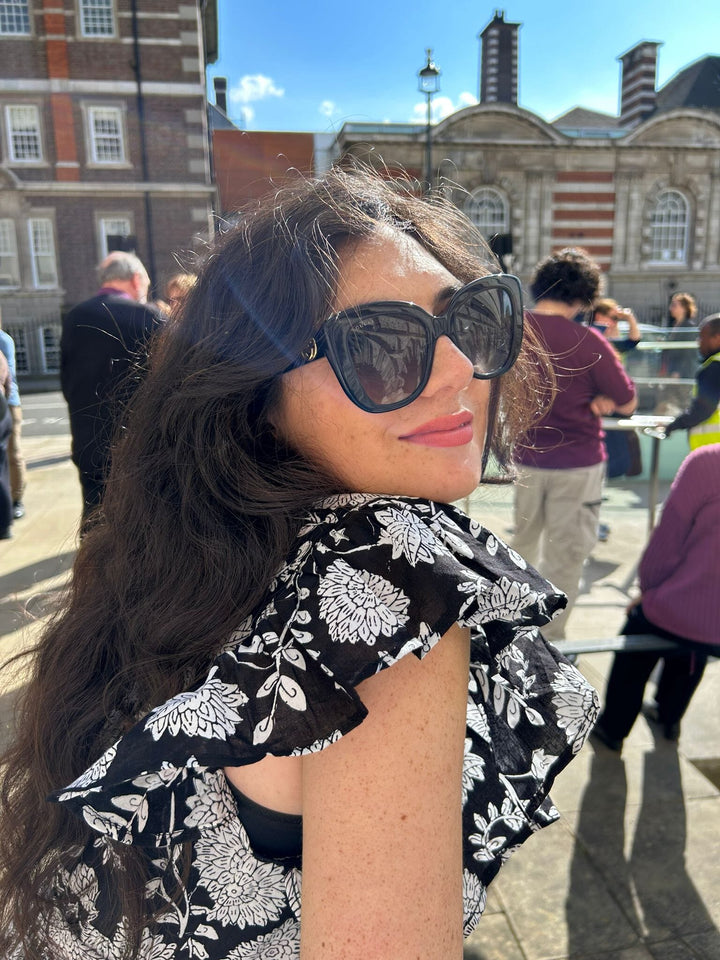 Willow - Black Floral Reversible Midi Dress Dress Hannah Sophia England 