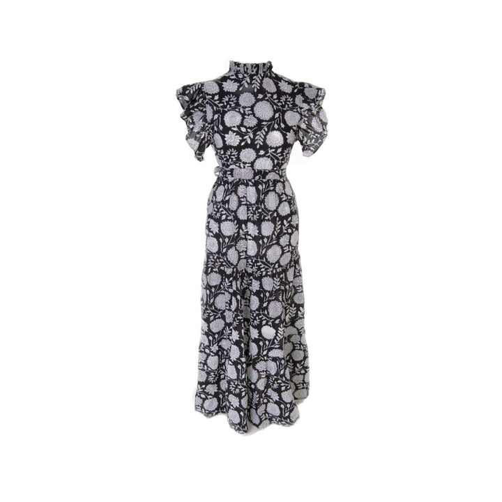 Willow - Black Floral Reversible Midi Dress Dress Hannah Sophia England 