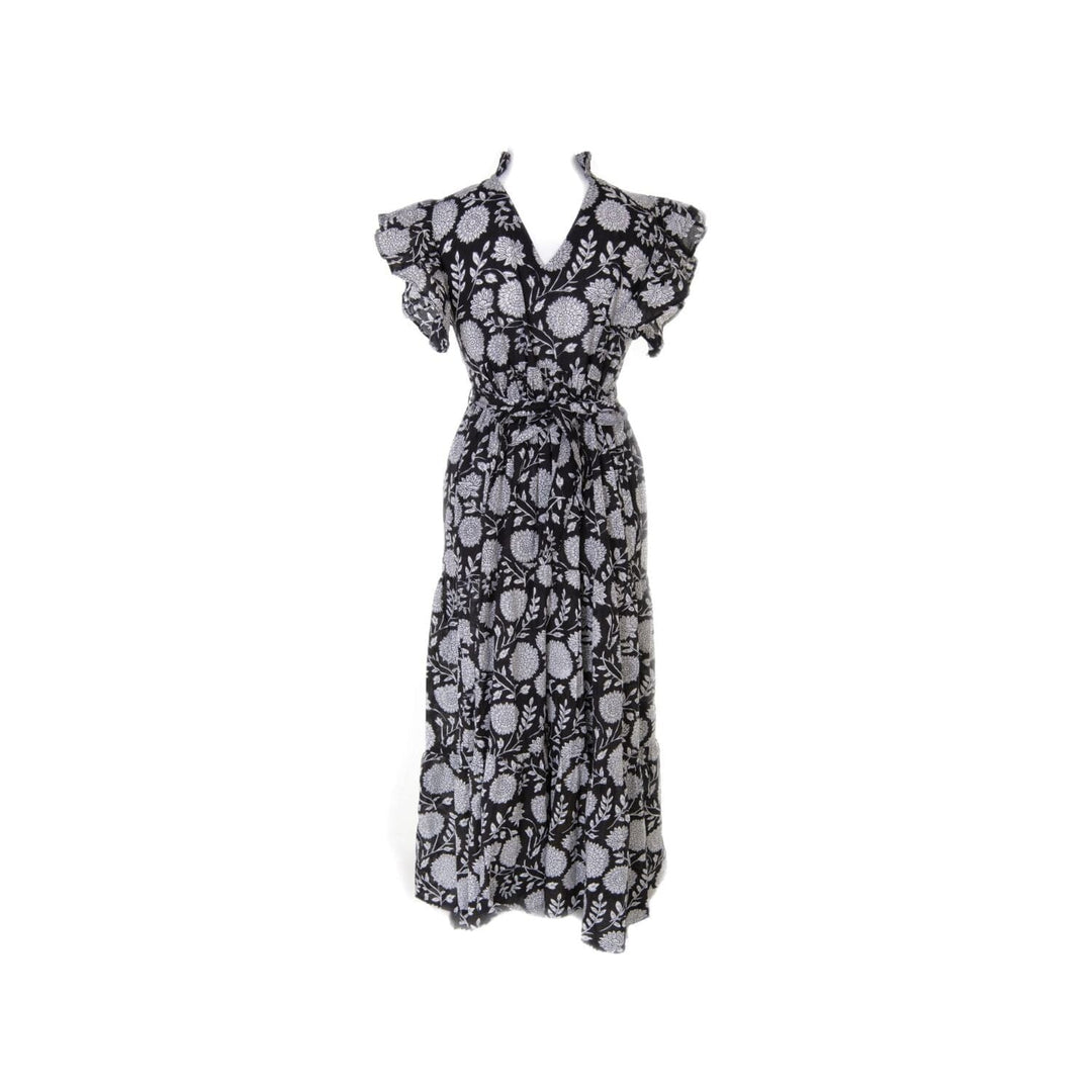 Willow - Black Floral Reversible Midi Dress Dress Hannah Sophia England 